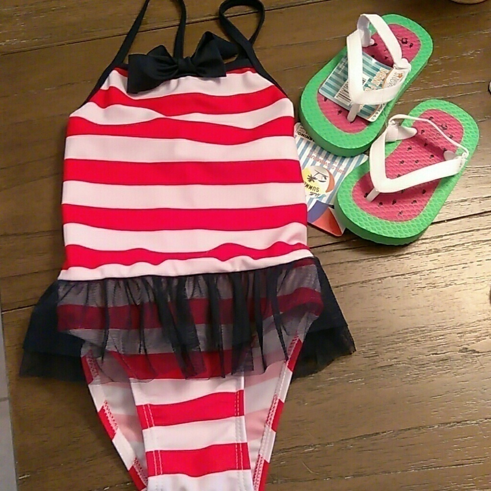 Red white and blue girls swim suit